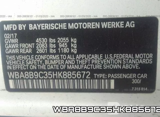 WBA8B9C35HK885672 фото 10