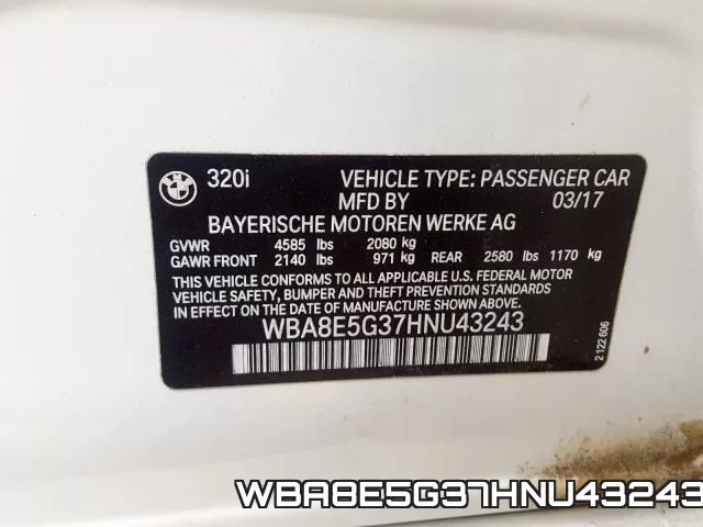 WBA8E5G37HNU43243 фото 2