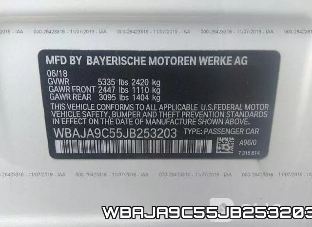 WBAJA9C55JB253203 фото 10