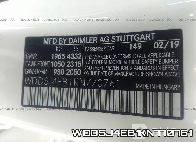 WDDSJ4EB1KN770761 фото 10
