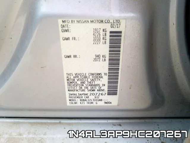 1N4AL3AP9HC207267 фото 2
