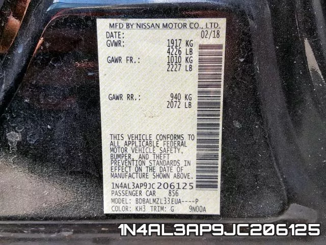 1N4AL3AP9JC206125 фото 2