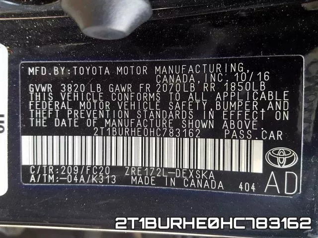 2T1BURHE0HC783162 фото 2