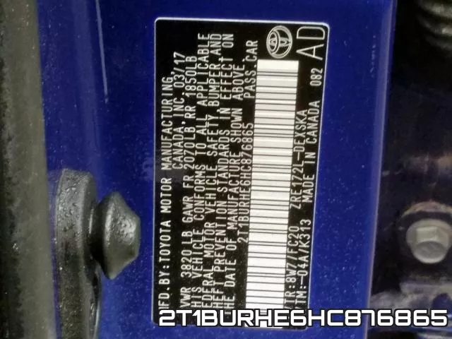 2T1BURHE6HC876865 фото 2