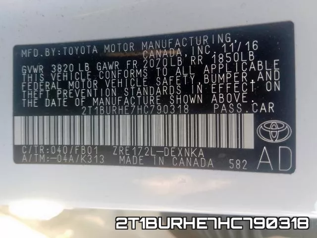 2T1BURHE7HC790318 фото 2