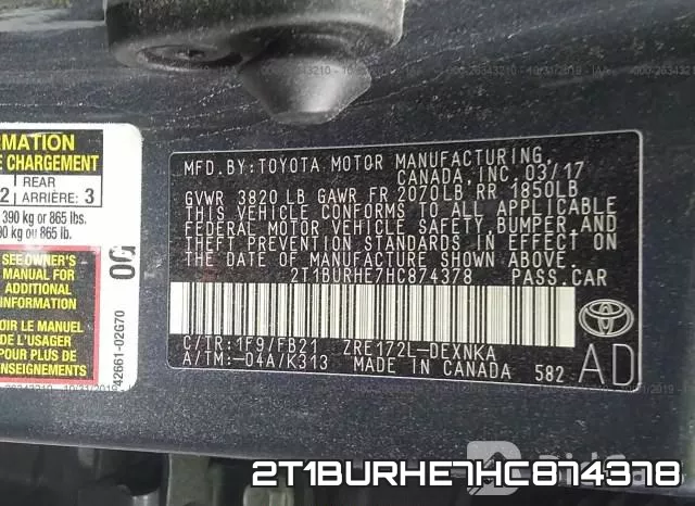 2T1BURHE7HC874378 фото 10