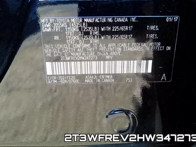 2T3WFREV2HW347273 фото 2