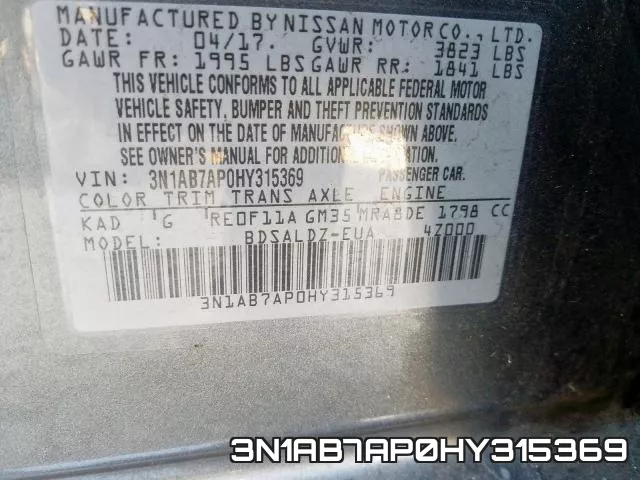 3N1AB7AP0HY315369 фото 2