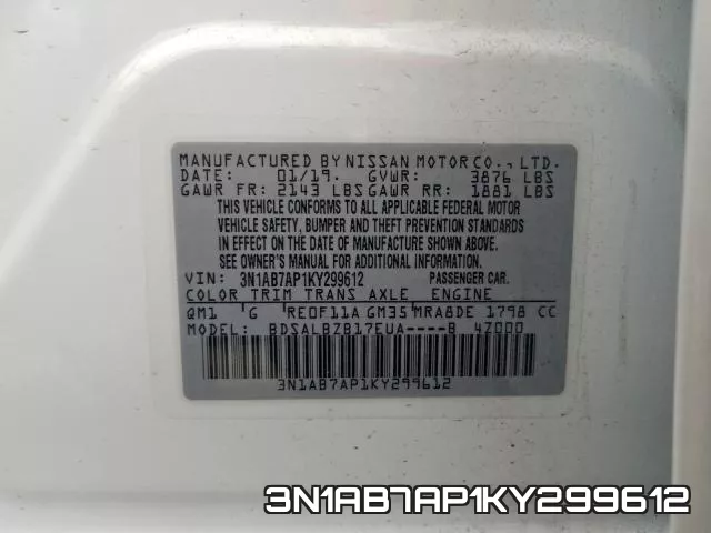 3N1AB7AP1KY299612 фото 2