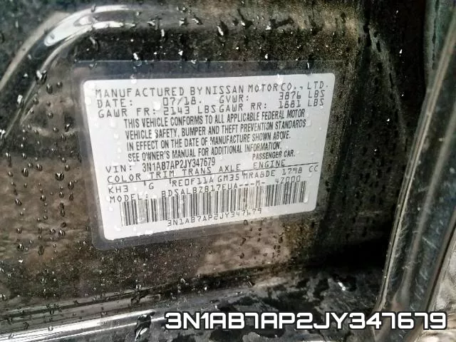 3N1AB7AP2JY347679 фото 2