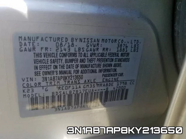 3N1AB7AP8KY213650 фото 2