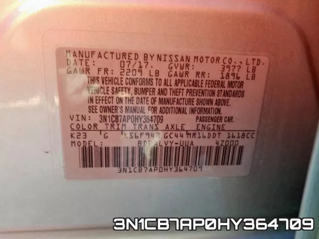 3N1CB7AP0HY364709 фото 2