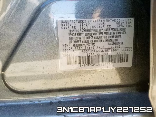 3N1CB7AP1JY227252 фото 2