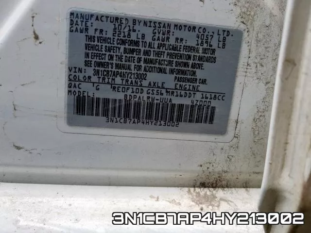 3N1CB7AP4HY213002 фото 2