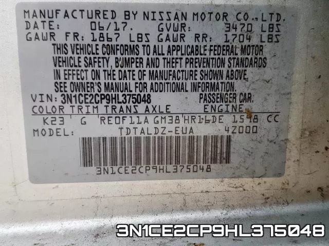 3N1CE2CP9HL375048 фото 2