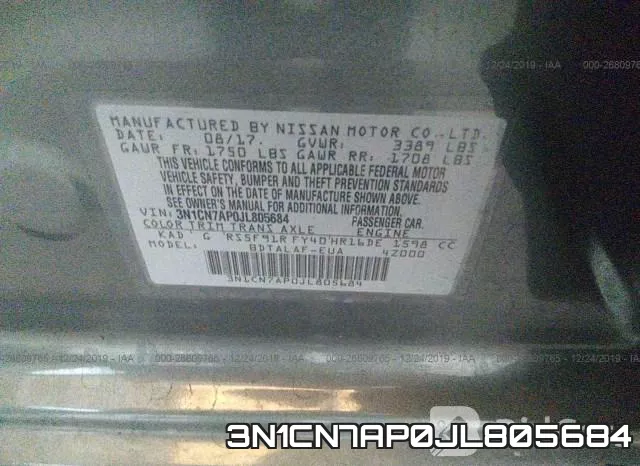 3N1CN7AP0JL805684 фото 10