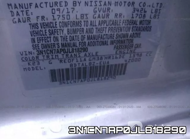3N1CN7AP0JL818290 фото 10