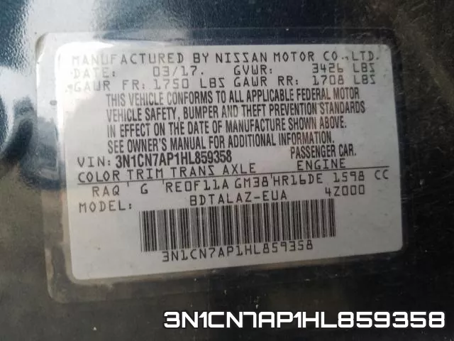 3N1CN7AP1HL859358 фото 2