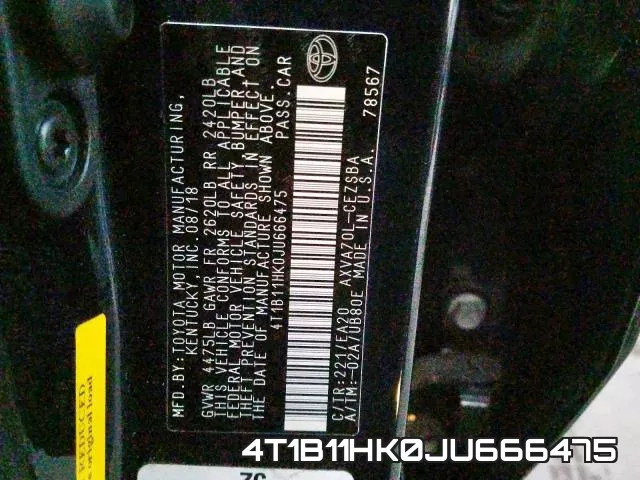 4T1B11HK0JU666475 фото 2
