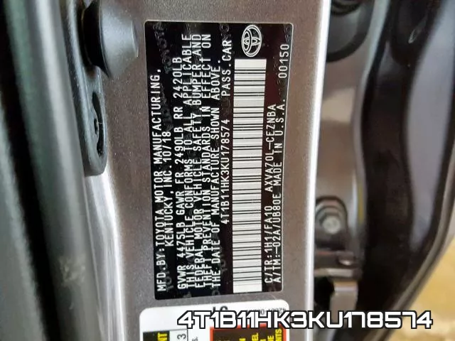 4T1B11HK3KU178574 фото 2