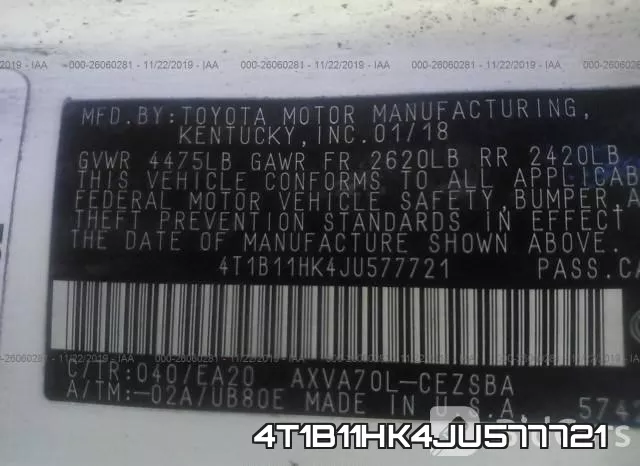 4T1B11HK4JU577721 фото 10