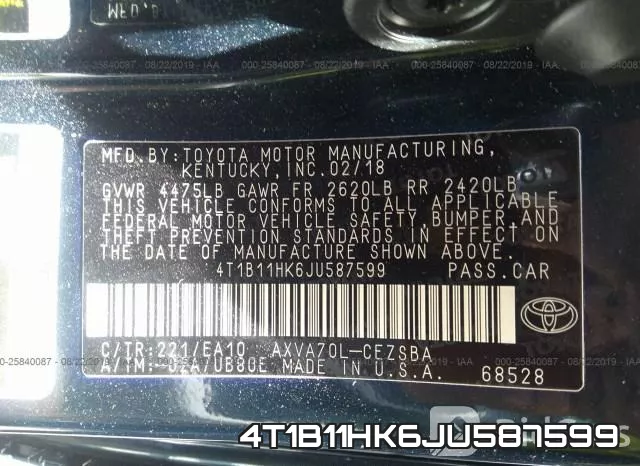 4T1B11HK6JU587599 фото 10