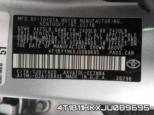 4T1B11HKXJU089695 фото 2