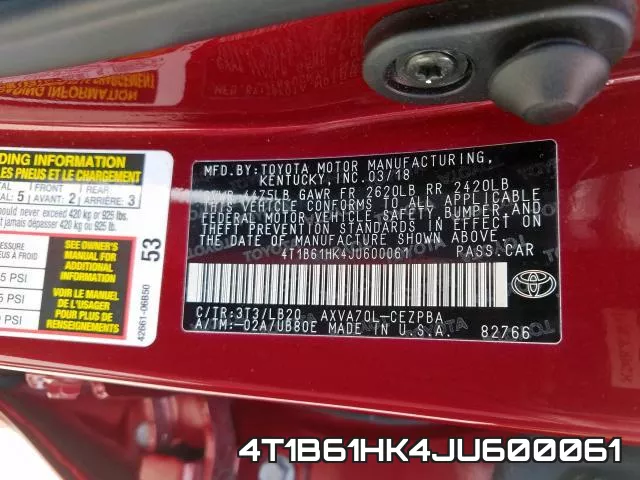 4T1B61HK4JU600061 фото 2