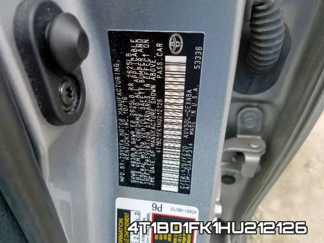 4T1BD1FK1HU212126 фото 2