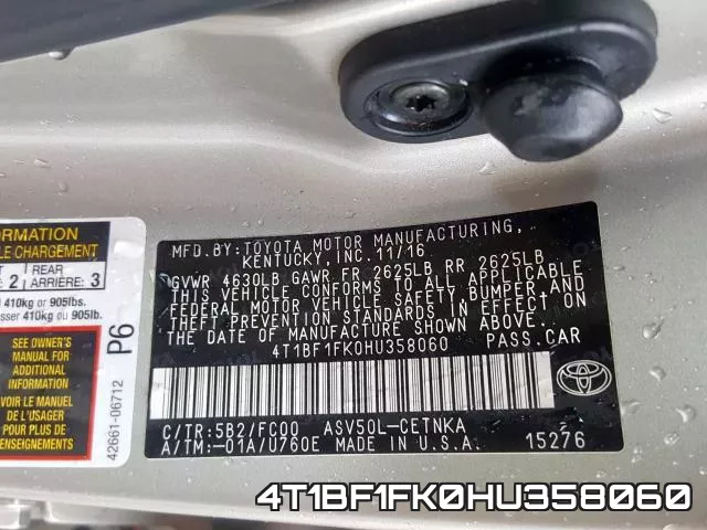 4T1BF1FK0HU358060 фото 2
