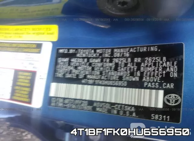 4T1BF1FK0HU656950 фото 10