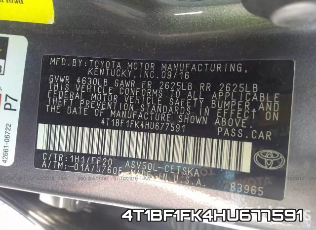 4T1BF1FK4HU677591 фото 10