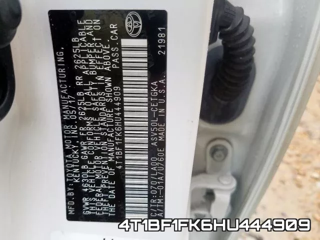 4T1BF1FK6HU444909 фото 2
