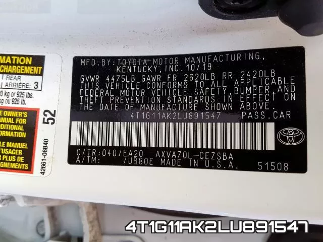 4T1G11AK2LU891547 фото 2