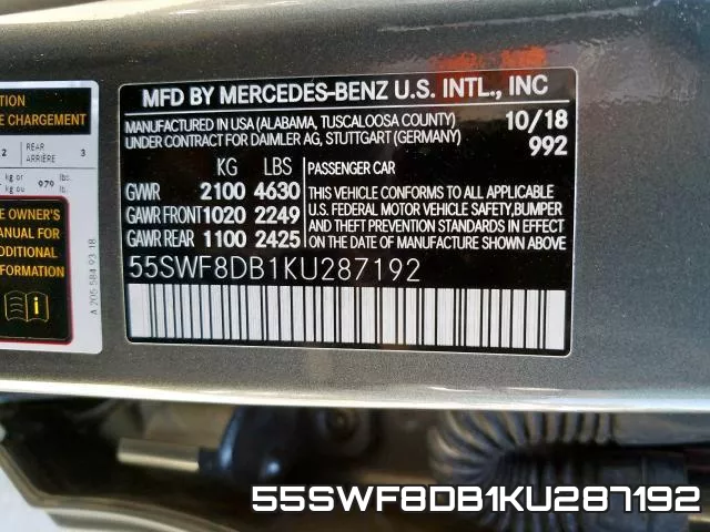 55SWF8DB1KU287192 фото 2