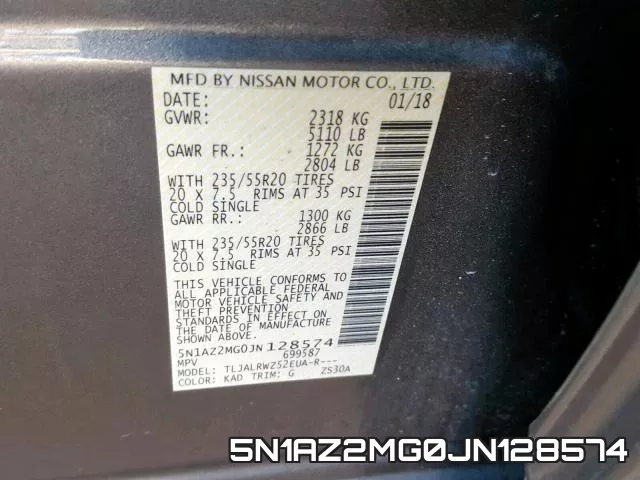 5N1AZ2MG0JN128574 фото 2