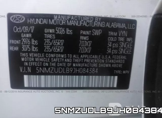 5NMZUDLB9JH084384 фото 10