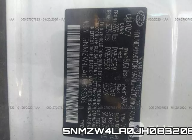 5NMZW4LA0JH083206 фото 10