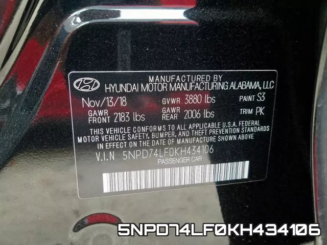 5NPD74LF0KH434106 фото 2
