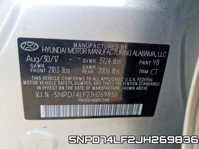 5NPD74LF2JH269836 фото 2