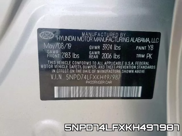 5NPD74LFXKH497987 фото 2