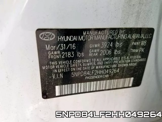 5NPD84LF2HH049264 фото 2