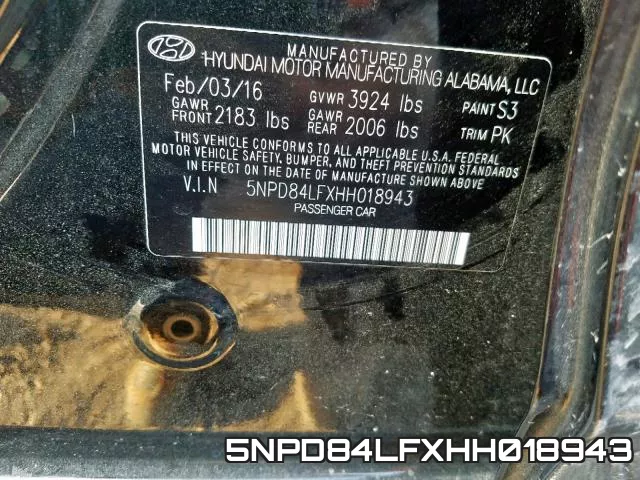 5NPD84LFXHH018943 фото 2