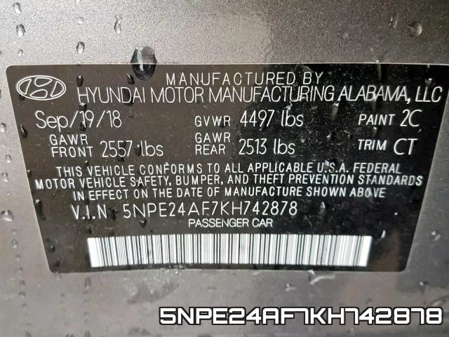 5NPE24AF7KH742878 фото 2