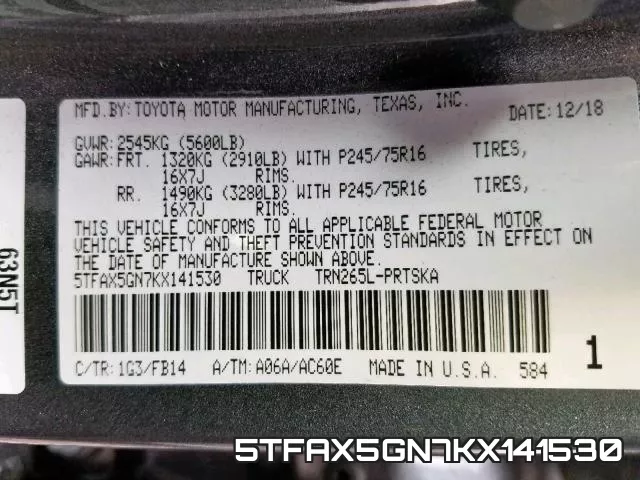 5TFAX5GN7KX141530 фото 2