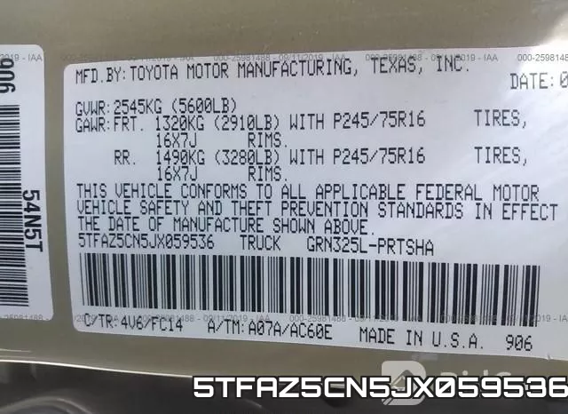 5TFAZ5CN5JX059536 фото 10