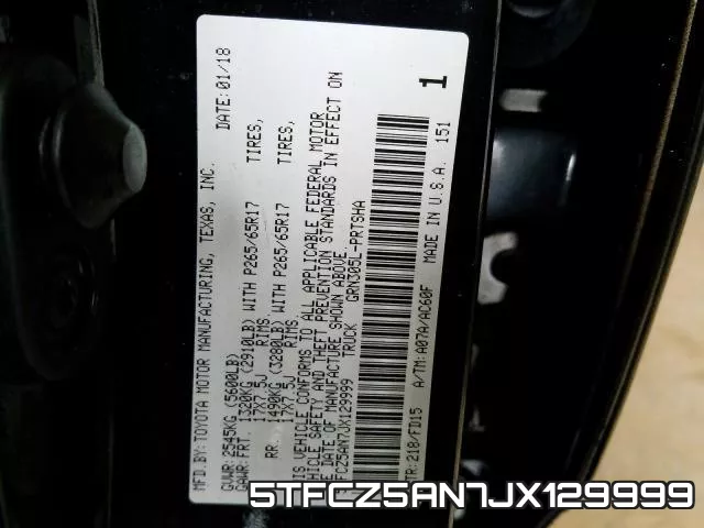 5TFCZ5AN7JX129999 фото 2