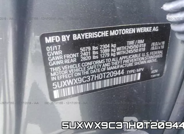 5UXWX9C37H0T20944 фото 10