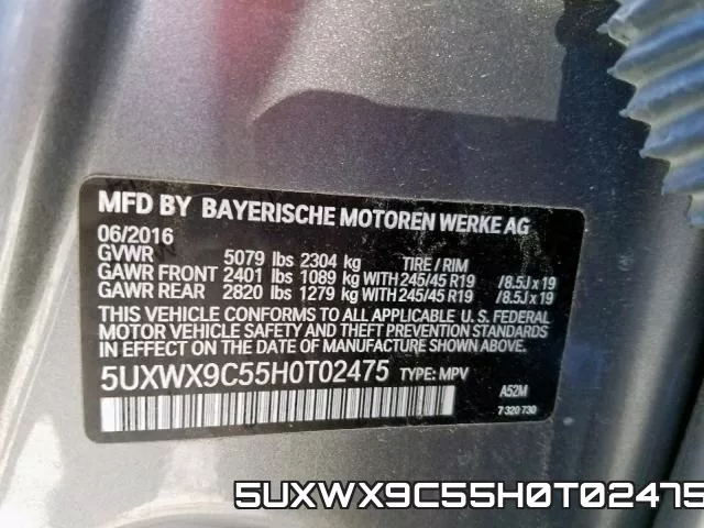 5UXWX9C55H0T02475 фото 2