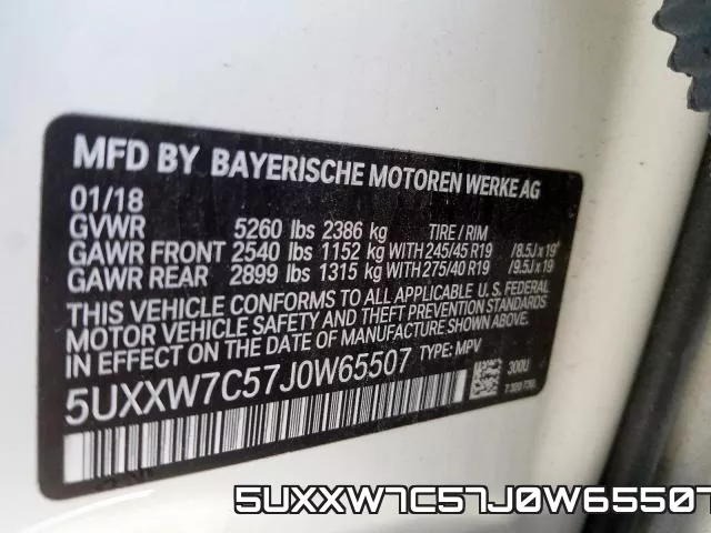 5UXXW7C57J0W65507 фото 2